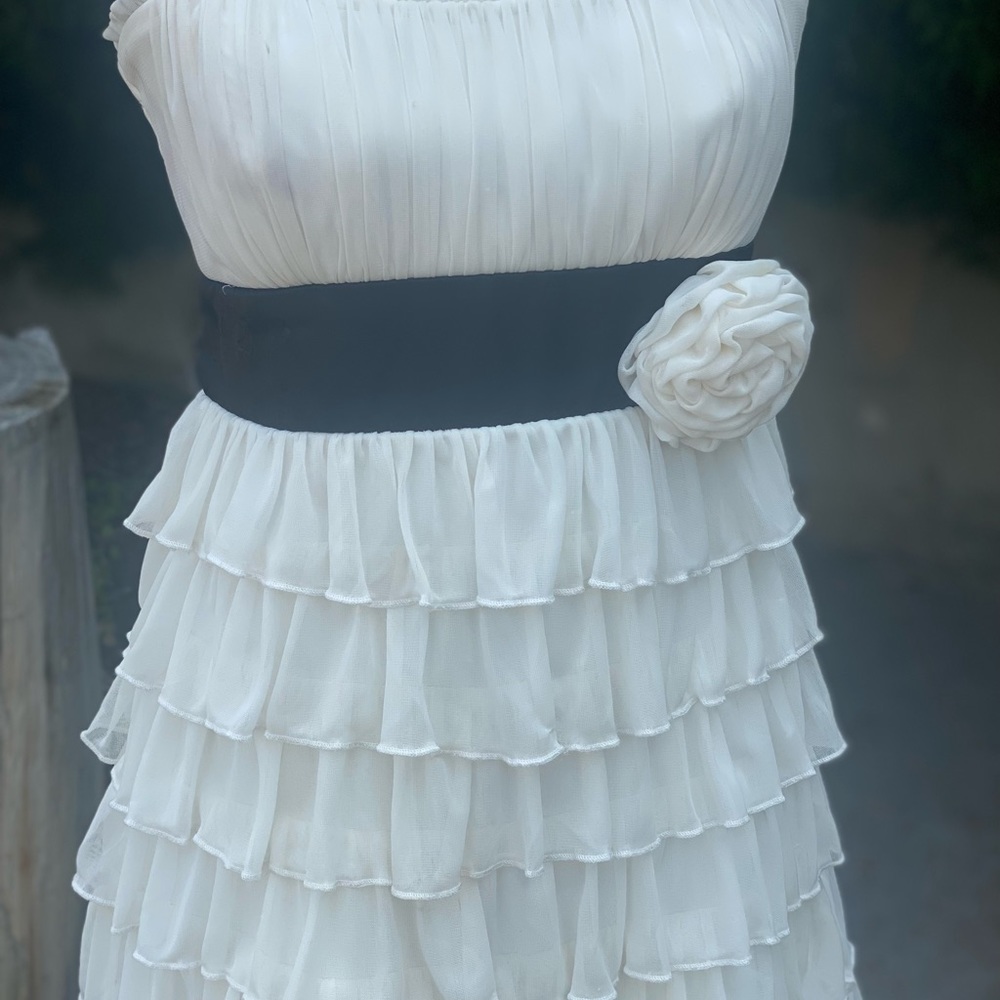 Strapless Ivory Ruffle Dress - Picture 2 of 3